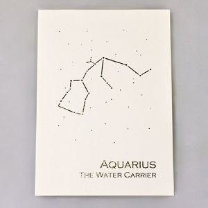 Aquarius Constellation Zodiac Art Print, Gold Foil